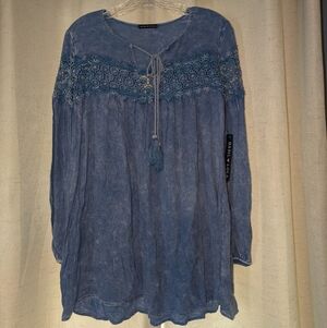 Blue Embroidered Women's Tunic by [Brand]